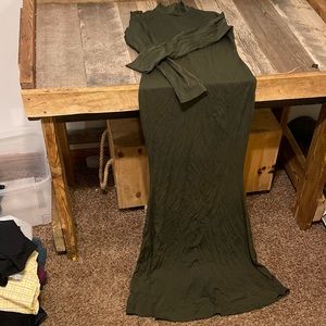 Dark olive Morticia Addams dress